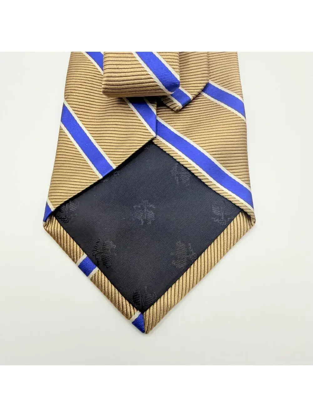 Brooks Brothers Tie Men's Blue Gold Stripe 100% Silk